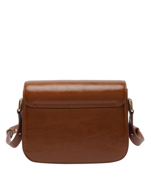 A.P.C. Brown Grace Small Foldover Top Crossbody Bag