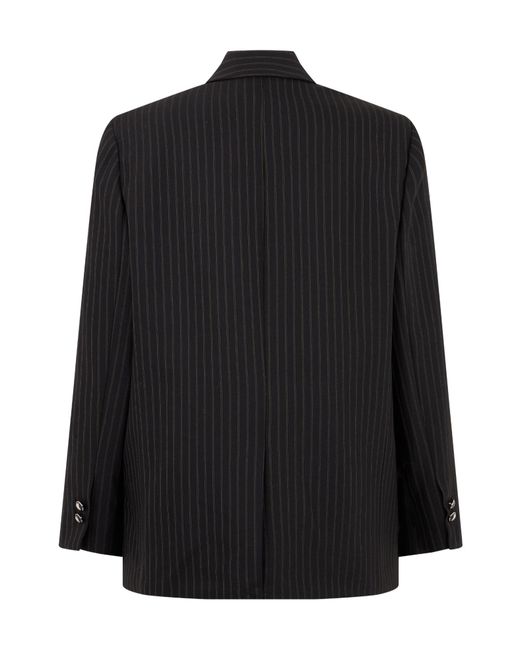 Elisabetta Franchi Black Pinstriped Single-Breasted Blazer
