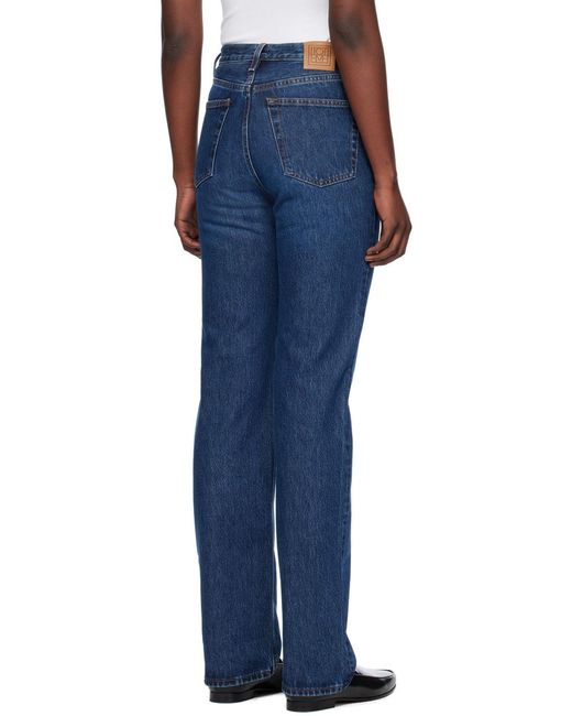 Totême  Blue Totême Classic Cut Logo Patch Jeans