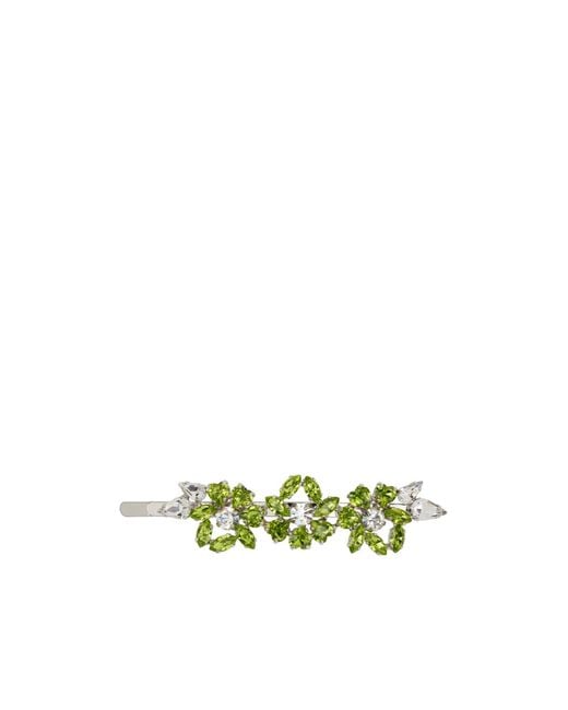 Simone Rocha Green Heart-Shaped Flower Hair Clip
