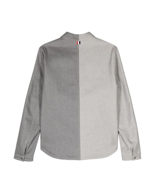 Thom Browne Gray Utility Denim Curved Hem Jacket for men