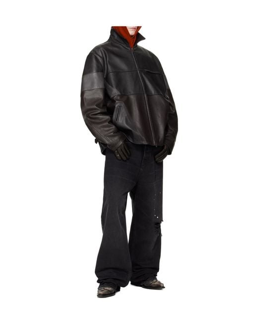 Vetements Black Patchwork Leather Jacket for men