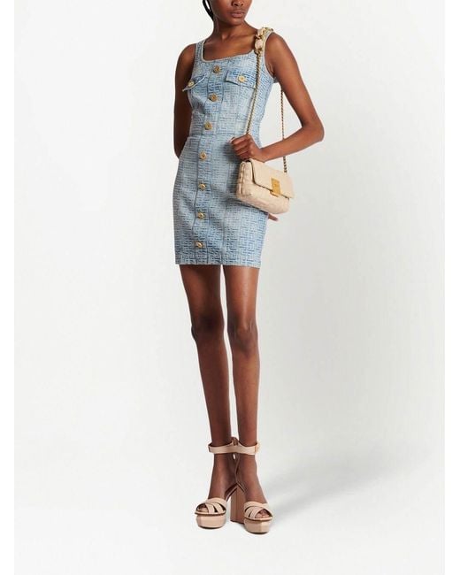 Balmain Blue All-Over Monogram Dress