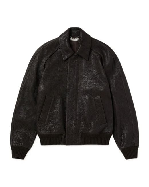 1989 STUDIO Black Press-Stud Leather Jacket for men