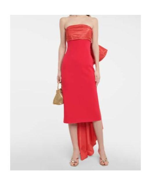 Oscar de la Renta Red Satin-Trimmed Gown