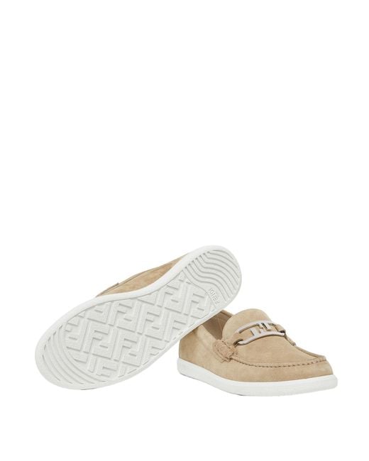 Fendi White O'Lock Slip-On Loafers for men