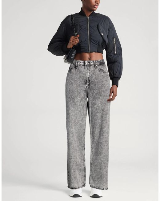 Rag & Bone Gray Plain Colour Wide-Leg Jeans
