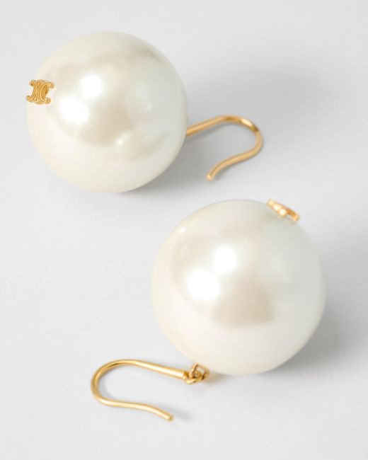 Céline White Les Perles Xl Earrings