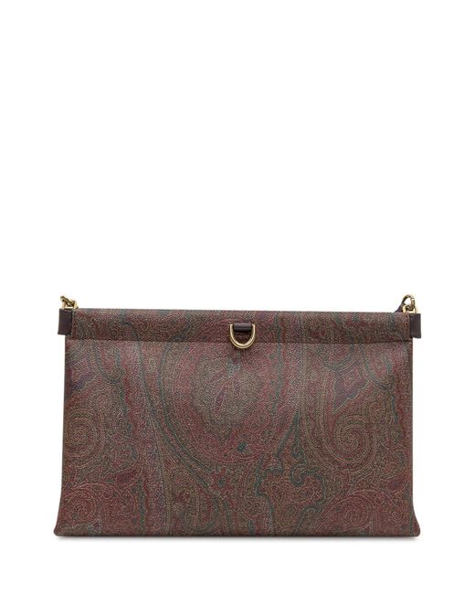 Etro Brown Paisley Jacquard Clutch Bag