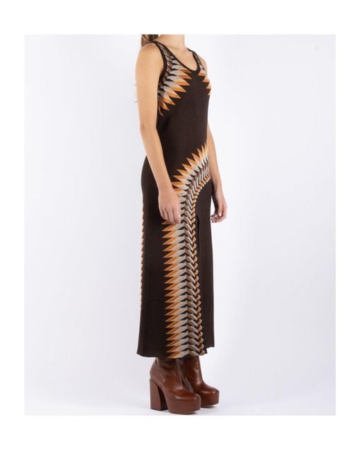 Rabanne Brown Graphic Printed Sleeveless Maxi Dress