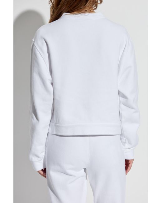 Dolce & Gabbana White Logo Embroidered Crewneck Sweatshirt