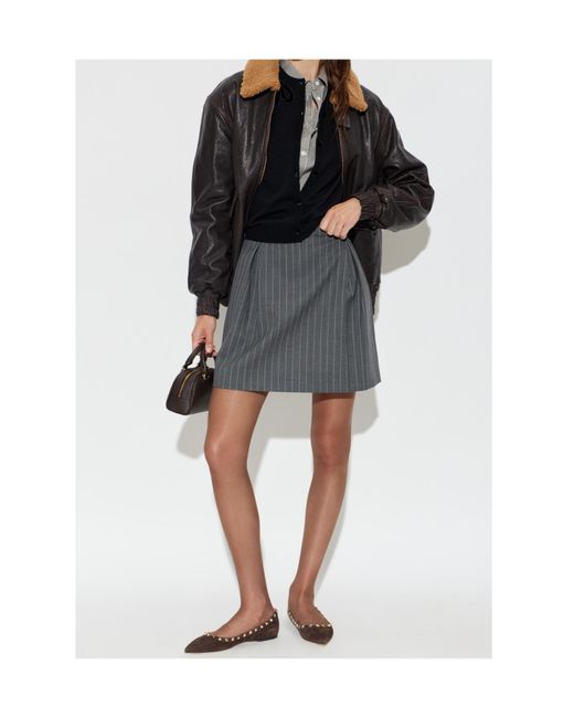 Valentino Gray Striped Skirt