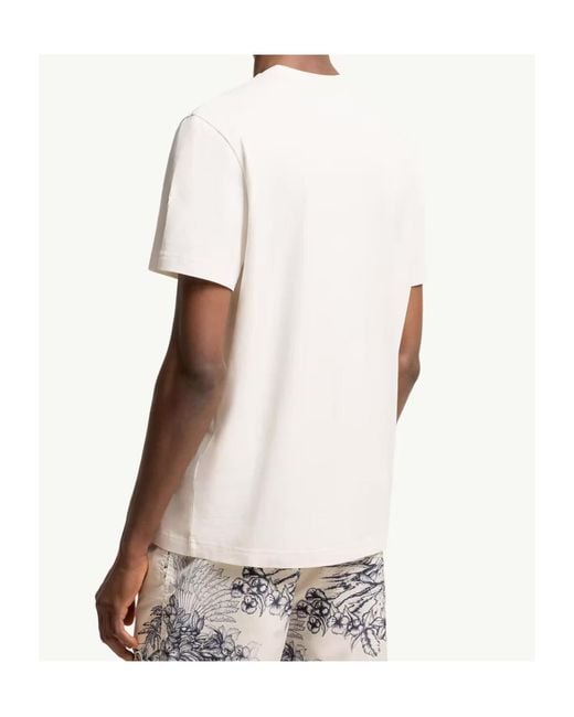 Moncler White Embroidered Cotton T-Shirt for men