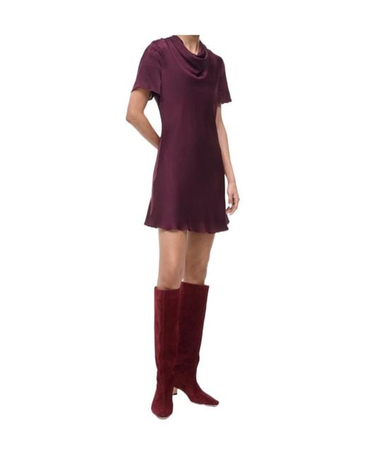 Staud Red Iris Silk Dress Syrah