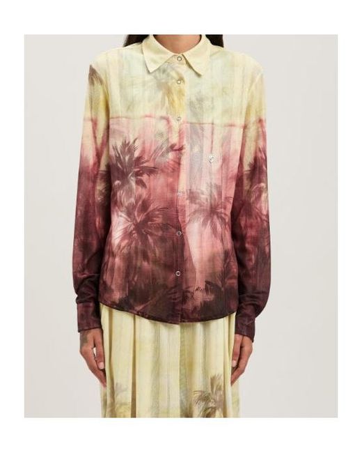 Palm Angels Pink Sunset Palms Mesh Shirt