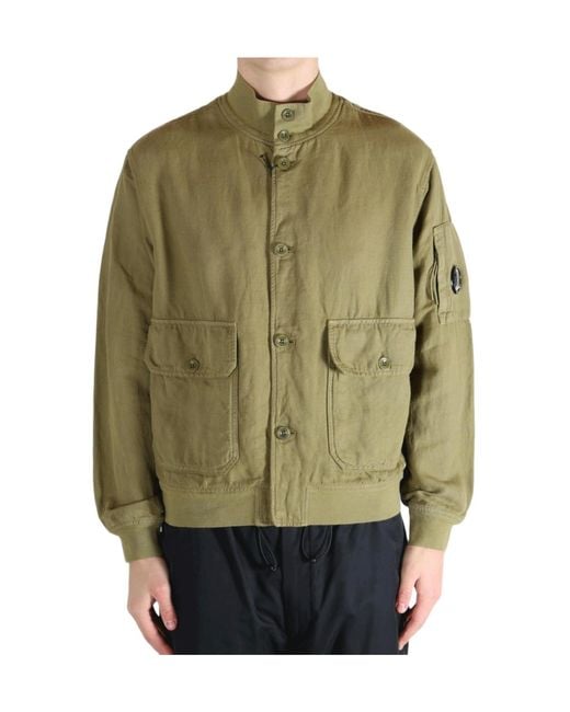 C P Company Green Lino Utility Jacket for men