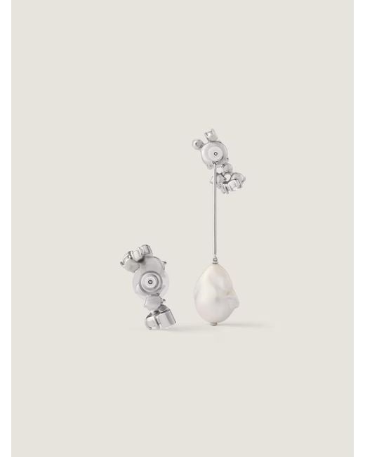 Givenchy White Embellished Asymmetric Earrings