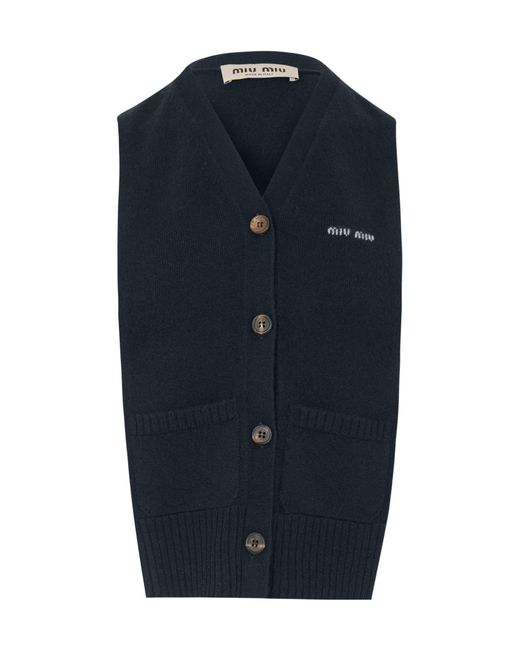 Miu Miu Blue Knitted Sweater Vest