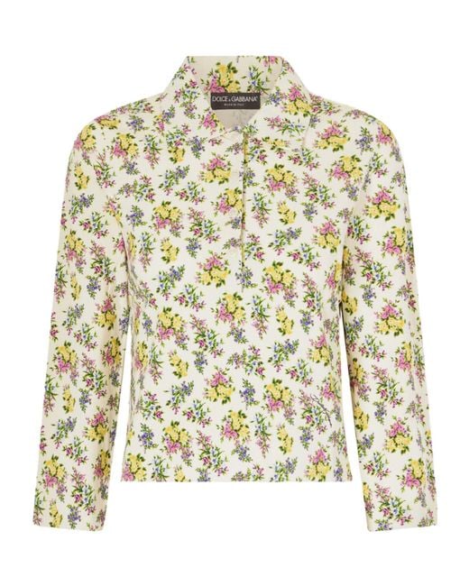 Dolce & Gabbana Metallic Floral-Print Polo Shirt