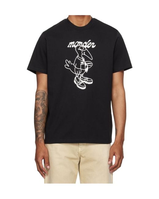 Moncler Black Logo Printed Crewneck T-Shirt for men