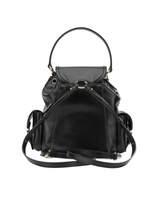 Miu Miu Black Logo-Embossed Calf Leather Backpack