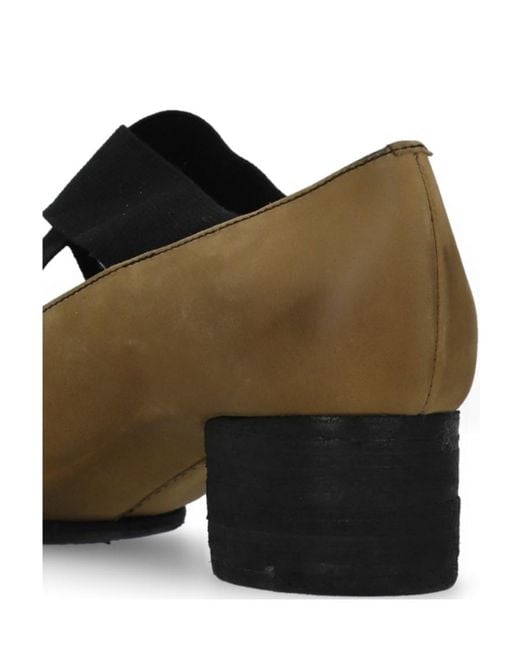 Uma Wang Brown 40Mm Square-Toe Leather Ballerina Shoes