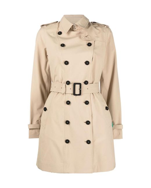 Save The Duck Natural Double-Breasted Lightweight Trench Coat
