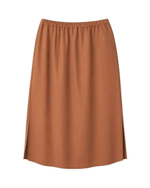 MM6 by Maison Margiela Brown Satin Midi Skirt