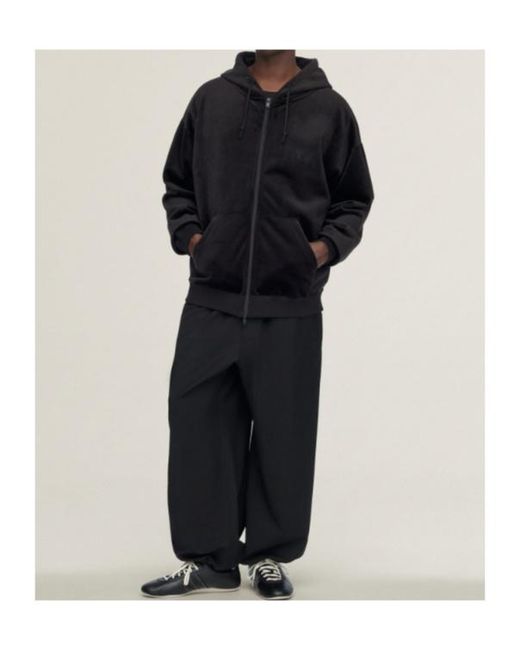 Y-3 Black Velvet Corduroy Zipper Hoodie for men