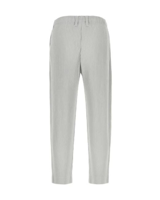 Homme Plissé Issey Miyake Gray Homme Plissé Issey Miyake Straight Leg Pleated Trousers for men