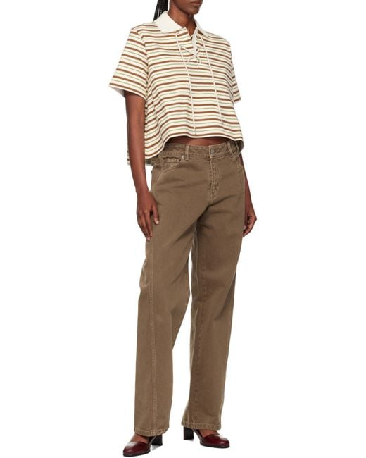 Moncler White Striped Polo Shirt