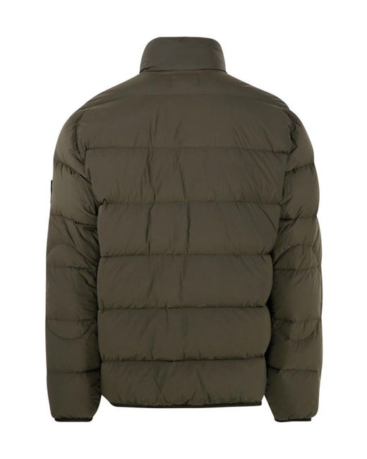 Stone Island Green Compass-Patch Padded Down Jacket for men