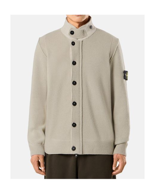 Stone Island Natural Logo Patch Buttoned Cardigan for men