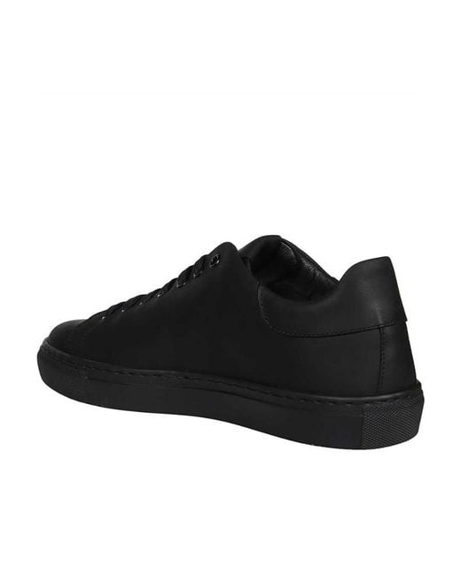 Moschino Black Logo-Plaque Leather Sneakers for men