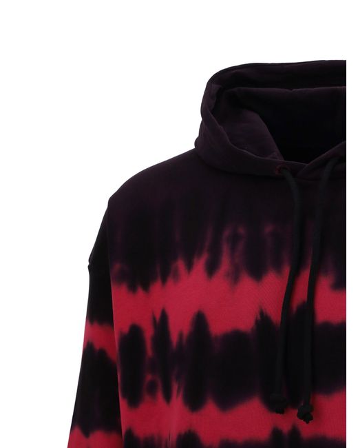 DIESEL Red Tie-Dye Printed Hoodie for men