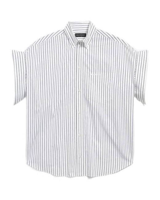 Balenciaga White Cotton Tuck-Sleeve Shirt