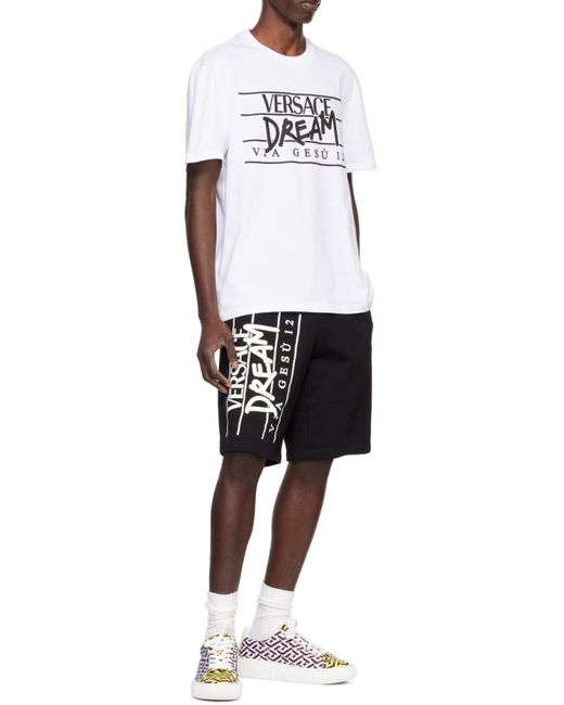 Versace White Logo-Print Short-Sleeved T-Shirt for men