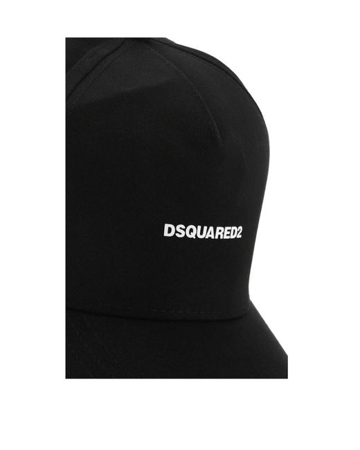 DSquared² Black Logo Embroidered Distressed Baseball Cap for men