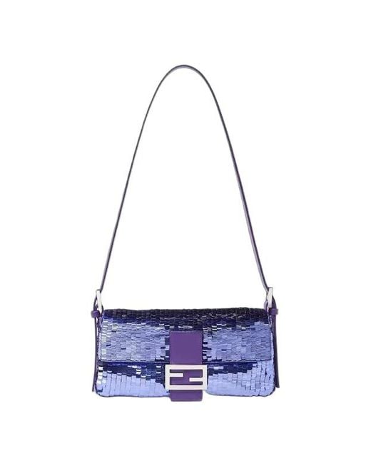 Fendi Blue Baguette Shoulder Bag