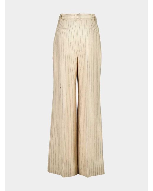 Zimmermann Natural Pinstripe Belted Trousers