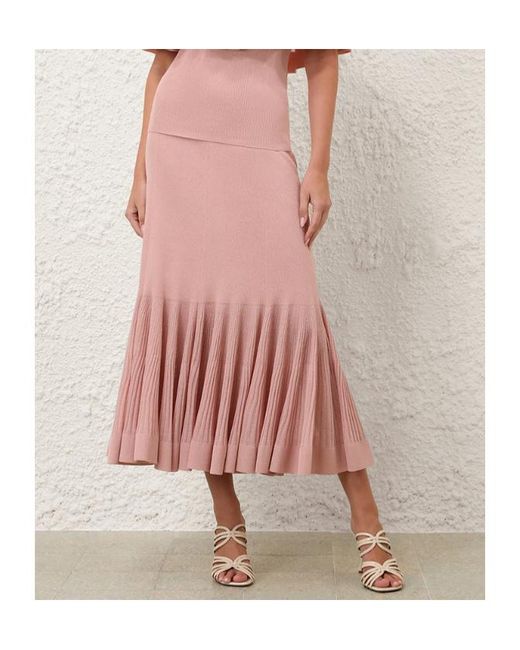 Zimmermann Pink Metallic Pleated Knitted Skirt