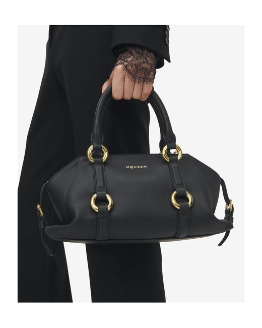 McQueen Black Farringdon Medium Tote Bag