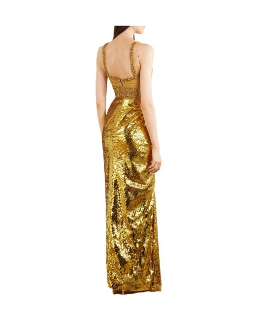 Jenny Packham Metallic Draped Embellished Tulle Gown