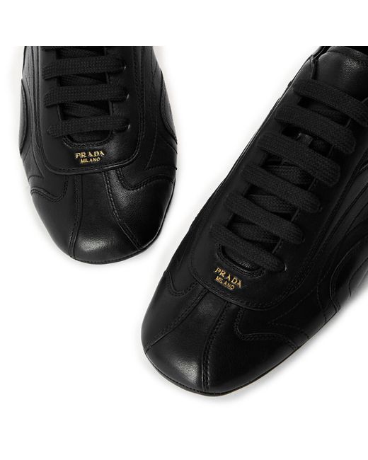Prada Black Montacarlo Leather Low-Top Trainers for men