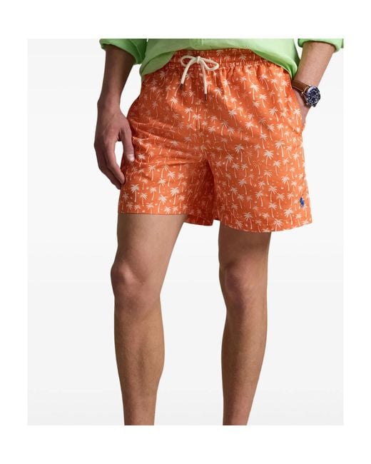 Polo Ralph Lauren Palm-Pattern Embroidered Swim Shorts for men