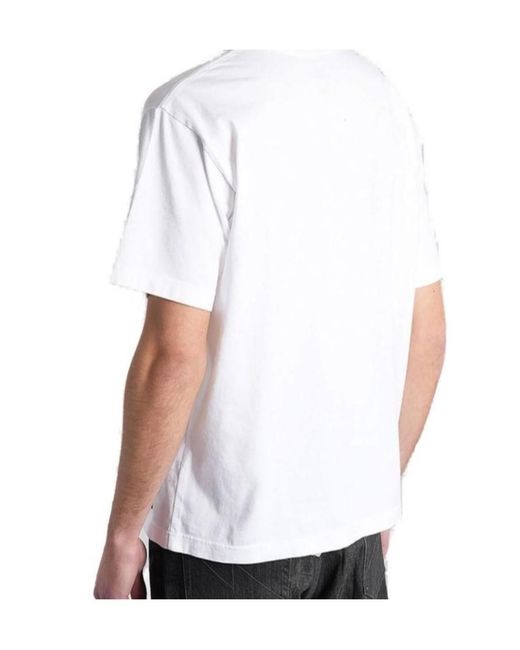 Yohji Yamamoto White Logo-Printed Crewneck T-Shirt for men