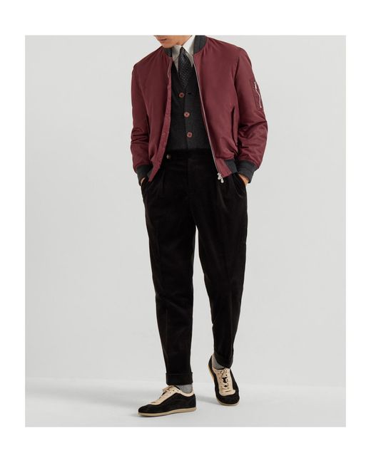 Brunello Cucinelli Red Padded Bomber Jacket for men
