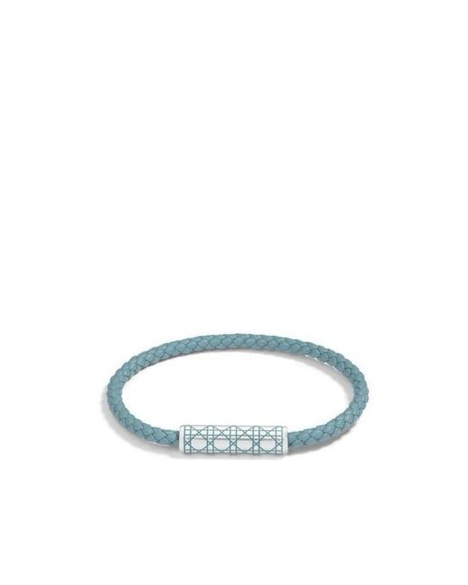 Dior Blue Cannage Braided Leather Bracelet for men