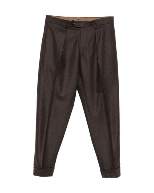 Berwich Gray Pleated Wool Trousers for men
