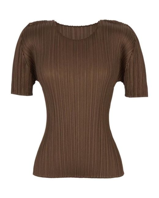 Issey Miyake Brown Wrinkled Short-Sleeved T-Shirt